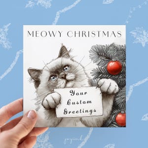 Carte de Noël chat Ragdoll, cartes chat personnalisées, cartes Ragdoll, cartes de voeux pour les amoureux des chats, carte pour lui, cartes de joyeux Noël