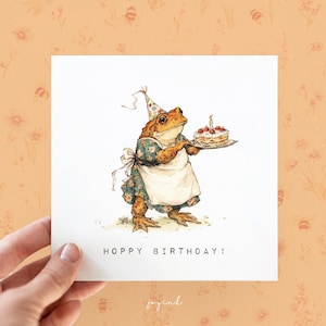 Leuke padverjaardagskaart, grappige verjaardagskaart voor haar hem vrienden, hoppige verjaardag, lint, kikkerkaarten, huisje kern natuur bosdieren
