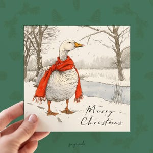 Personalised Goose Christmas Card, Card for Farm Animal Lovers, Custom Goose Card, Card for Him and Her, Countryside Farm Animal Xmas Card