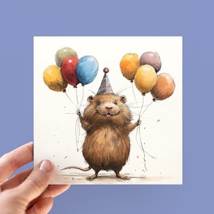Cartes personnalisées d'anniversaire de castor, carte illustrée d'animaux de la forêt, cartes d'animaux mignons pour garçons et filles, cartes d'amant de castor