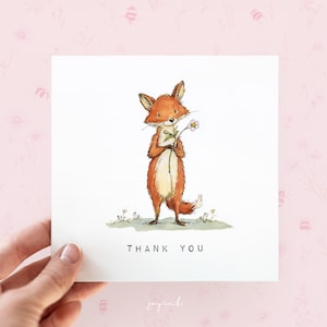 Carte de remerciement personnalisée renard roux, carte de remerciement animal des bois pour enseignants, carte de gratitude animal pour enseignant, cartes d'anniversaire enfants renard