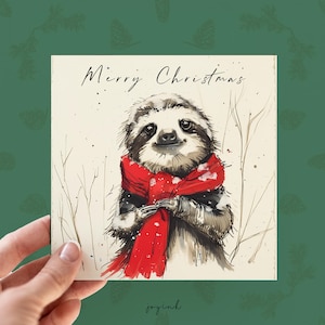 Personalisierte Faultier Weihnachtskarte, anpassbare frohe Weihnachten Faultier Weihnachtskarte für Tierliebhaber, Urlaubsgrüße für Sie und Ihn