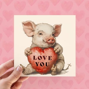 Gepersonaliseerde Big Love-kaarten, aangepaste spaarvarken-valentijnskaarten voor vriend, vriendin-liefdeskaarten Dierenliefhebbers, verjaardagskaarten biggen