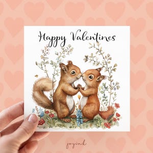 Carte personnalisée de Saint-Valentin écureuil roux, cartes d'amour d'écureuil personnalisables pour les amoureux des animaux, cartes d'écureuil pour femme pour lui, anniversaire