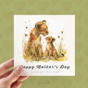 Cartão personalizado de dia das mães de leoa, cartão de leão personalizado para a mãe, cartão da melhor mãe de todos os tempos, cartão de agradecimento para a mãe, cartões fofos de filhote de leão para a mãe
