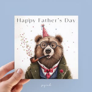 Tarjeta personalizada de oso pardo para el Día del Padre, divertidas tarjetas de oso para papá, esposo, abuelo, él, tarjetas de cumpleaños para papá, tarjetas de animales, regalos de oso
