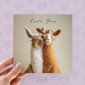 Tarjetas de llamas personalizadas, linda tarjeta de animal para esposo, tarjetas de amor para mamá y esposa, feliz día de San Valentín, mensajes personalizados con nombres y fechas, te amo.