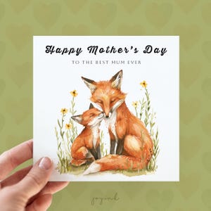 Personalised Foxes Mother's Day Card, Animal Cards for Mum, Fox Cards for Mom, Best Mum Ever Card, Happy Mothers Day Card, Fox Lover Gifts