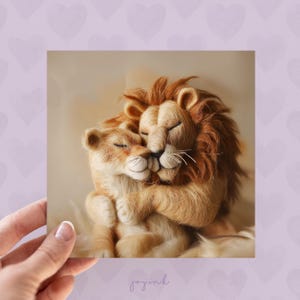 Carte de Saint-Valentin Lions personnalisée, Cartes de lion personnalisées pour les amoureux de la faune, Cartes d'amour mignonnes pour parents, Carte de couple romantique, Carte Je t'aime