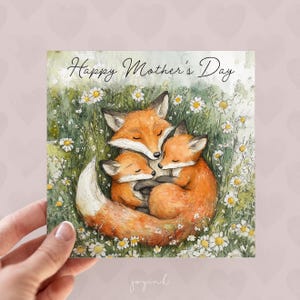 Fox Mother's Day Cards, Happy Mother's Day, Fox Cards for Mum, Personalised Card Message, Hand Drawn Cards for Wife, Fox Lover Gifts Animal