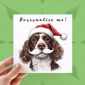 Carte de Noël personnalisée épagneul springer anglais, cartes de Noël personnalisées chien pour lui, cartes de chien épagneul springer anglais, cartes chien maman chien papa