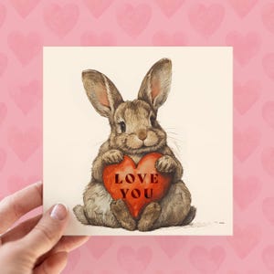 Cartão personalizado de coelho para o Dia dos Namorados, cartões personalizados de amor animal para amantes da vida selvagem, cartões de feliz aniversário de coelho, cartão de feliz dia dos namorados, amor para você