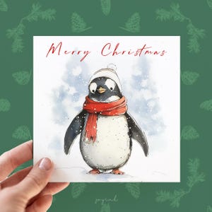 Carte de Noël personnalisée de pingouin, cartes de pingouin personnalisées pour les amoureux des animaux de l'Arctique, cartes d'animaux pour lui pour papa, cartes de pingouins de Noël