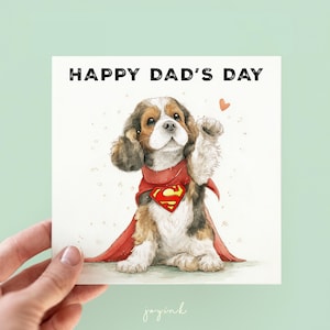 Biglietto personalizzato per la festa del papà, biglietti per papà con cane, auguri per la festa del papà, ti amo papà, biglietto Cavalier Spaniel, biglietto per papà, lui, regalo per amanti dei cani