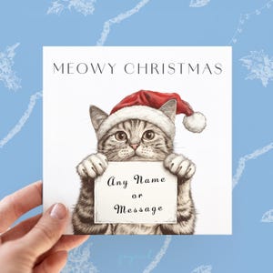 Cartão de Natal personalizado para gatos, cartões para gatos para pais de gatos, cartões de felicitações personalizados para gatos, presentes para donos de gatos