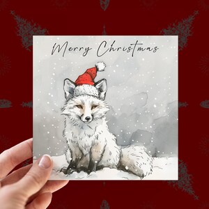 Carte de Noël personnalisée renard des neiges, cartes personnalisées pour amoureux de la faune, cartes animaux de l'Arctique pour petit ami, cartes de Noël renard pour lui pour elle