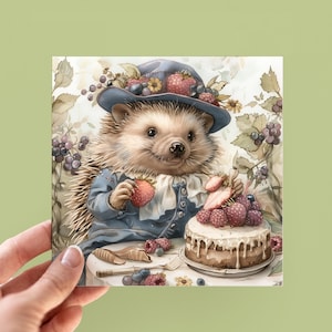 Cartes d'anniversaire hérisson, jolies cartes illustrées animaux de la forêt, cadeaux hérisson, carte pour les amoureux des animaux, cartes de voeux sur la faune et la flore
