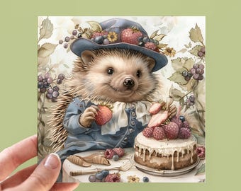 Cartes d'anniversaire hérisson, jolies cartes illustrées animaux de la forêt, cadeaux hérisson, carte pour les amoureux des animaux, cartes de voeux sur la faune et la flore