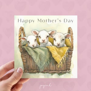 Gepersonaliseerde Moederdagkaarten, kaarten babylammeren voor moeder, Moederdagcadeaus, leuke kaarten voor vrouw, haar, geïllustreerde kaarten babydieren
