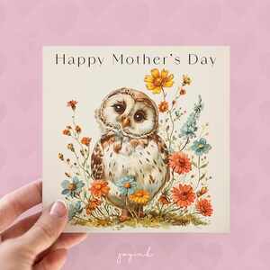 Tarjetas personalizadas para el Día de la Madre, Tarjeta de Búho Bebé para Mamá, Regalos para Mamá, Tarjetas Florales para el Día de la Madre, Tarjetas de Animales del Bosque para Ella