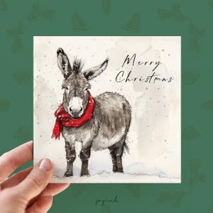 Cartão de Feliz Natal de Burro, Cartão de Natal de Burro, Cartão de Natal Personalizado, Cartões de Animais de Fazenda, Cartão de Burro, Cartão para Ele, Cartão de Animal Personalizado