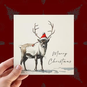 Biglietto di Natale personalizzato con renne, biglietto di Natale personalizzato per gli amanti degli animali selvatici, biglietto di auguri di Buon Natale e Buone Feste per lui e i nonni