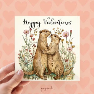 Carte personnalisée de Saint-Valentin loutres, cartes personnalisables de loutre pour elle lui, cartes d'anniversaire de loutre pour mari et femme, cartes d'amour d'animal