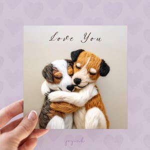 Biglietti di San Valentino personalizzati con cani, biglietti d'amore personalizzati per genitori di cani, biglietti con cuccioli che si coccolano per gli amici, biglietti di anniversario per marito e moglie