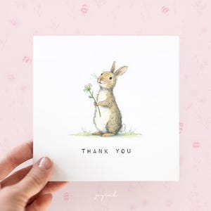 Cartão de agradecimento personalizado de coelho, cartões de agradecimento de coelho para mãe, cartões de aniversário para crianças, cartões de gratidão para professores, cartões de aniversário personalizados