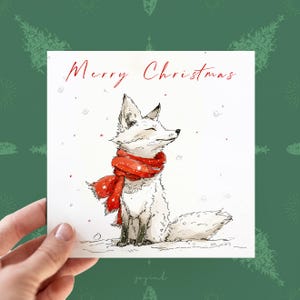 Carte de Noël personnalisée avec renard, carte de Noël personnalisable avec renard pour les amoureux des animaux, cartes de voeux de Noël pour lui, Noël pour enfants