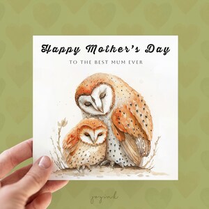 Tarjeta personalizada para el Día de la Madre con búhos, lindas tarjetas para mamá, tarjeta de agradecimiento para mamá, tarjeta de lechuza común para la mejor mamá del mundo, tarjetas de animales para el Día de la Madre