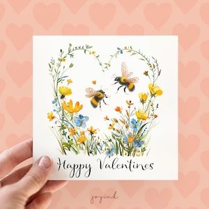 Tarjeta de San Valentín personalizada con abejorro, tarjetas de abejas personalizables para amantes de la naturaleza, tarjetas de aniversario de abejas para él, tarjetas de amor de abejas para esposa