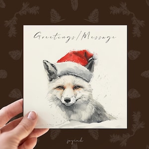 Carte de Noël personnalisée renard arctique, cartes de voeux de Noël personnalisables pour lui Joyeux Noël petit ami mari