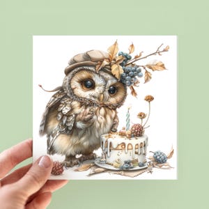 Cartes d'anniversaire bébé hibou, cartes illustrées animaux de la forêt, carte pour enfants, carte pour garçons et filles, jolies cartes, message personnalisé