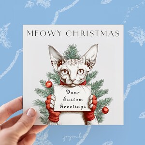 Carte de Noël personnalisée Sphynx, carte de Noël pour parents de chats, carte de Noël Sphynx chat, carte pour papa et maman chat, cartes de joyeux Noël chat