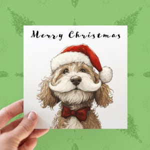 Personalisierte Labradoodle Weihnachtskarte, individuelle Hundekarten für Ihn, Weihnachtskarte für Doodlehundeeltern, lustige Cobberdog Karten