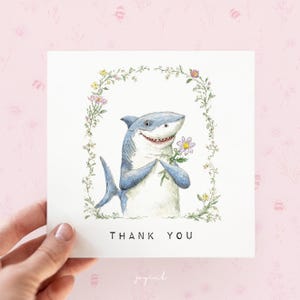 Cartão de agradecimento personalizado com tubarão, cartão de agradecimento para pai, mãe e professor, cartão de tubarão branco para marido e mulher, cartão de gratidão engraçado com tubarão