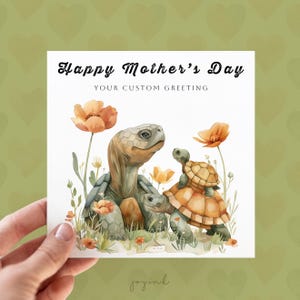 Carte personnalisée fête des mères tortue, carte tortues mignonnes pour maman, carte meilleure maman de tous les temps, carte de remerciement pour maman, carte personnalisée pour maman tortue