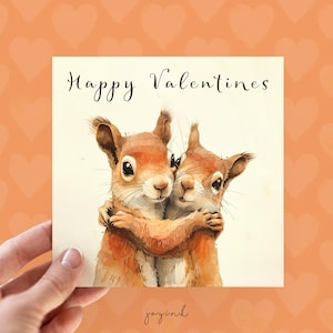 Tarjeta de San Valentín personalizada con ardillas rojas, tarjetas de ardillas personalizables para amantes de los animales, lindas tarjetas de ardillas para él y para ella, ardillas