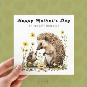 Tarjeta personalizada para el Día de la Madre con forma de erizo, lindas tarjetas para mamá, tarjeta de agradecimiento para mamá, tarjetas de erizo para ella, tarjetas de animales para el Día de la Madre