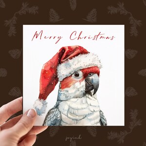 Personalised Cockatoo Christmas Card, Cockatoo Cards for Bird Lovers, Custom Wildlife Xmas Card, Macaw Cards for Him Cocky Card for Dad
