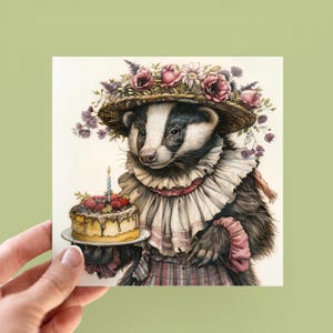 Biglietti di compleanno personalizzati per tassi, biglietti per tassi illustrati, biglietti per animali della fauna selvatica, animali del bosco, regali per gli amanti dei tassi, biglietti per lei