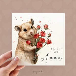Biglietti di San Valentino personalizzati a forma di criceto, biglietti d'amore personalizzati per la moglie, biglietti carini per lei, biglietti "ti amo" per il marito, biglietti a forma di criceto per lui