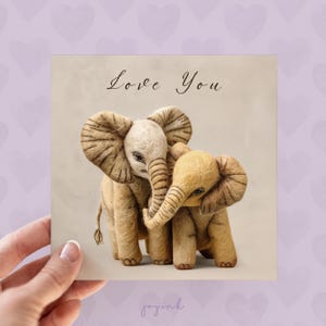 Carte personnalisée éléphants pour maman, papa, enfants, joyeuse Saint-Valentin, cartes d'anniversaire pour femme mari, cartes éléphant pour elle lui, amour