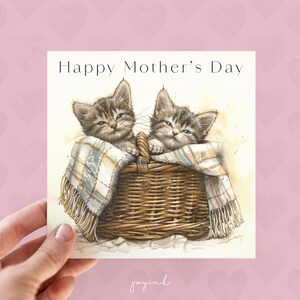 Cartes personnalisées pour la fête des mères, cartes chaton pour maman, cadeaux fête des mères, cartes chat et maman, cartes pour parents chats, carte chaton personnalisable