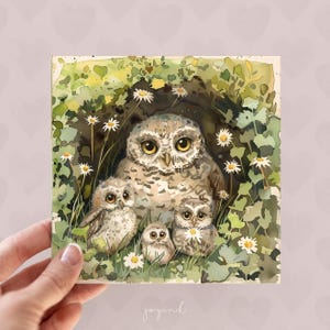 Tarjeta del Día de la Madre con búho, Feliz Día de la Madre, Tarjetas de búho para esposa, Tarjetas de animales para mamá, Regalos para amantes de los búhos, Tarjetas de la familia de búhos para papá, Día del padre