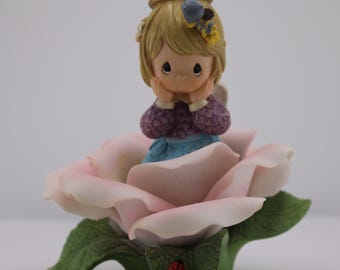 Precious Moments Expressive Blossoms Pink Rose Of Sweetness Figurine Unboxed