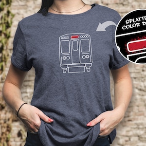 Chicago El Train Illustration Red Train Line Color Elevated Train Transit Icon T-Shirt
