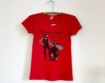 Vintage 70s Fleetwood Mac Concert Tee XS Small Fitted Rumours Red Stevie Nicks