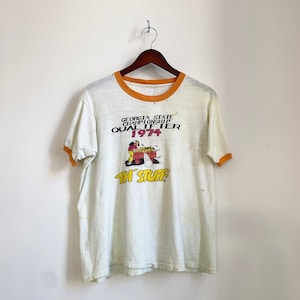 Vintage 70s 1974 Foosball Championship Ringer Tee Underground Comics Fabulous Furry Freak Brothers R Crumb Medium Large